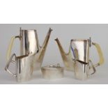 A 20th Century Danish Silver Five-Piece Tea and Coffee Service, designed by Hans Bunde and