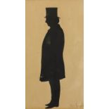19th Century English School - Cut paper silhouette of a standing gentleman in top hat,