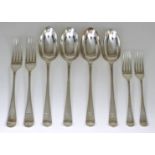 Four Edward VII Silver Tablespoons and Five Table Forks, the tablespoons by James Dixon & Sons,