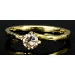 A Solitaire Diamond Ring, Modern, in 18ct gold mount, set with a round brilliant cut diamond,