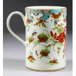 A Worcester Porcelain Tankard, 18th Century, painted with "Jabberwocky" pattern, 5.5ins high