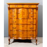 A 20th Century Walnut Chest, with moulded edge to top, fitted two frieze drawers with cushion front,