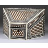 An Indian Sedeli Work Stationery Box, Late 19th Century, of angular sloping form, the interior