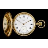 A George V 9ct Gold Full Hunting Cased Keyless Pocket Watch, by J. W. Benson of London, case