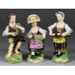 Three Derby Porcelain Figures of Children, Late 18th Century - seated boy with garland, incised No.
