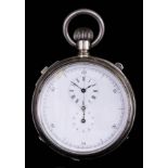 A Late 19th/Early 20th Century Continental Silvery Metal Cased Pocket Chronometer, the white