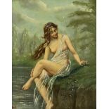 After Henrietta Ward (1832-1924) - Oil painting - Full length portrait of a female nymph with