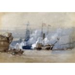 William Collingwood Smith (1815-1887) - Watercolour - Marine scene - "Queen Victoria leaving