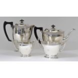 A George V Silver Oval Four Piece Tea Service, by James Dixon & Sons, Sheffield 1945 & 1946, with