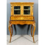 A Victorian Lady's Figured Walnut, Marquetry and Gilt Brass Mounted Bureau Cabinet in the French