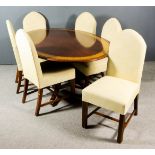 A Modern Mahogany Oval Breakfast Table of "George III" Design and a Set of Six Highback Dining