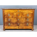 A 19th Century French Mahogany Commode in the Empire Style, with grey veined marble slab to top with