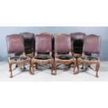 A Set of Eight 19th Century French Highback Dining Chairs of "Regence" Design, with arched crest