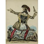 An Early Victorian Tinsel Picture, circa 1840 - "Mr Campbell as the Rover of Cuba", 10.5ins x