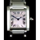 A Lady's Cartier Quartz Tank Francaise Wristwatch, 20th Century, Stainless Steel Cased, Serial No.