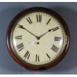 An Early Victorian Mahogany Cased Dial Wall Clock, the 12ins diameter cream painted domed metal dial