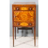 A George III Gentleman's Mahogany Enclosed Wash Stand, the top and front inlaid with oval shell