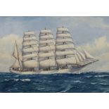 ***Pelham Jones (circa 1890-1950) - Watercolour - Ship portrait - "Clipper Archibald Russell in Full