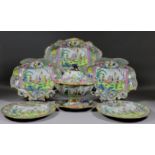 A Mason's "Patent Ironstone China" Part Dessert Service, Early 19th Century, printed in black and