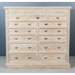 A Modern Limed Oak Chest of Large Proportion, the frieze fitted with one long drawer with moulded