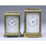 A Late 19th/Early 20th Century Carriage Clock and a Carriage Timepiece, the clock with white