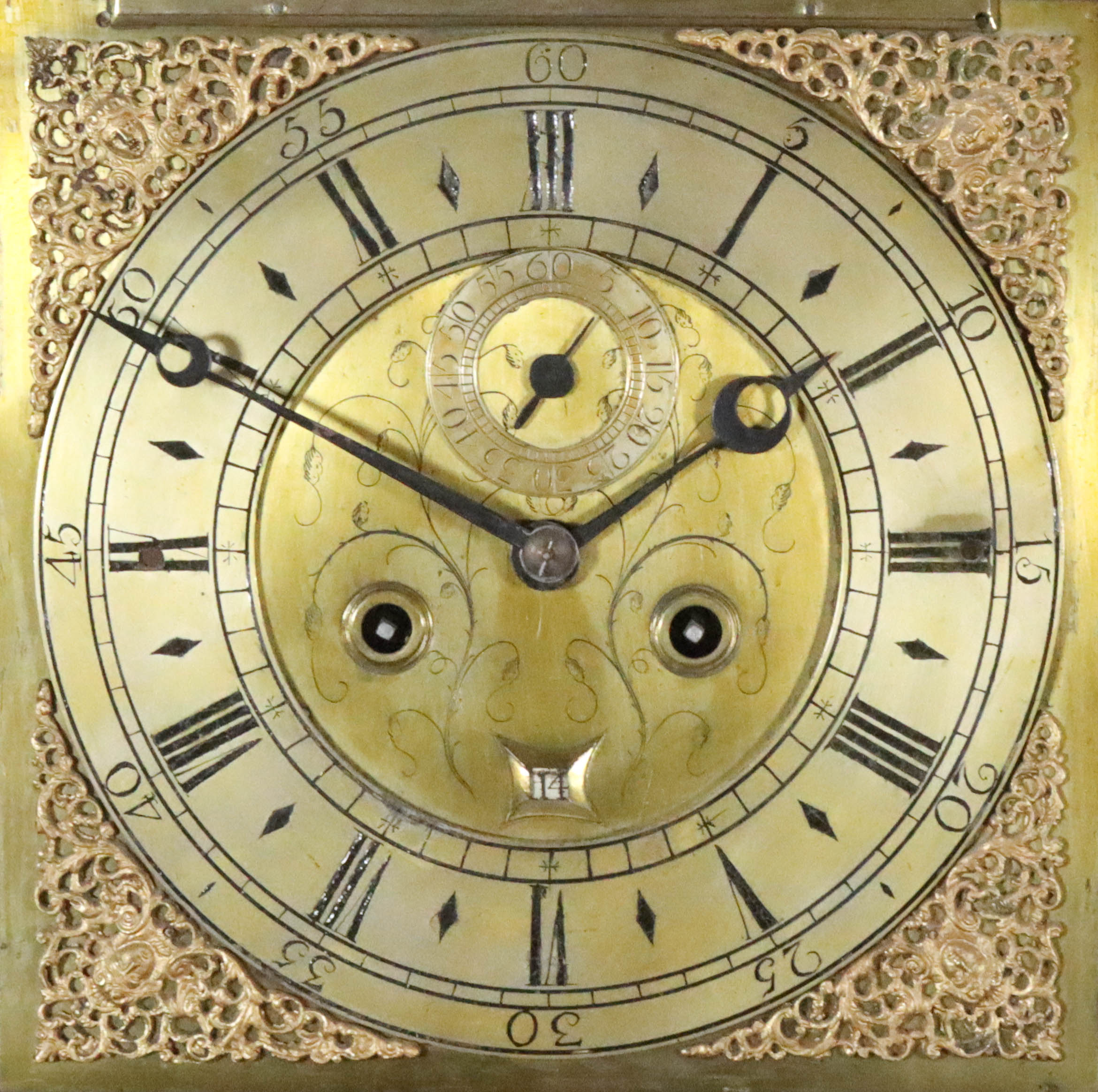 An 18th Century Oak Longcase Clock, the 12ins square brass dial with associated arch engraved " - Image 2 of 2