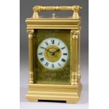 A Late 19th/Early 20th Century French Carriage Clock, the 2.25ins diameter cream chapter ring with