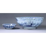 A Bristol Delft Blue and White Punch Bowl, Circa 1760, painted with figures in a landscape, 11.75ins
