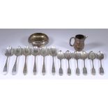 A Set of Four George III "Irish" Silver Table Spoons, and mixed silverware, the four table spoons by