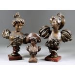 After Hans Stolenberg-Lerche (1867-1920) - Two bronzed spelter shoulder length busts of young