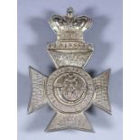 A Silver Cross Belt Plate - The King's Royal Rifle Corps, 1918, with backing plate, hallmarked
