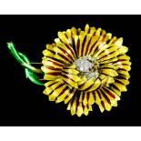 A Diamond and Enamel Flowerhead Pattern Brooch, by David Webb, in 18ct gold and platinum mount,