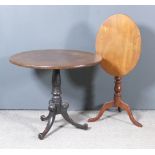 A Victorian Mahogany Circular Tripod Occasional Table and a Similar Oval Occasional Table, the