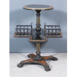 A Late Victorian Ebonised Walnut and Gilt Brass Mounted Book Table, with circular top, on turned and