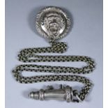 The Rifle Brigade - A Victorian Silver Plated Officer's Pouch Belt Whistle, Chains and Silver Plated