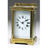 An Early 20th Century French Carriage Timepiece, the white enamel dial with Roman numerals, to the