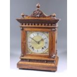 A Late 19th Century German Mantel Clock, by Winterhalder & Hofmeier, the square brass dial with 4.