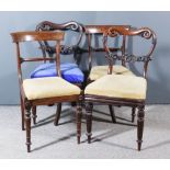 A Pair of Victorian Rosewood Balloon Back Dining Chairs and a Pair of William IV Grained as Rosewood
