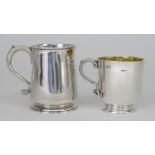 A George II Silver Half Pint Tankard and a Victorian Silver Christening Mug, the tankard by Edward