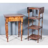 A Victorian Mahogany Rectangular Writing Table and a Mahogany Four-Tier Whatnot, the writing table