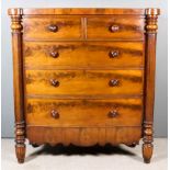 A Victorian "Scottish" Mahogany Bow Front Chest, with square edge to top, fitted two short and three