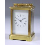 A Late 19th/Early 20th Century French Carriage Clock, No. 1268, the white enamel dial with Roman