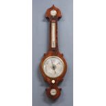 A George III Mahogany Wheel Barometer and Thermometer, with 8ins diameter silvered dial and
