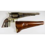 A Muzzle Loading Remington .36 Calibre 1858 "Army" Pattern Six Shot Percussion Revolver, with wood