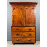 An Early Victorian Gentleman's Mahogany Wardrobe, the upper part with deep moulded cornice, the