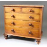 A Victorian Mahogany Miniature Chest, with moulded edge to top, fitted two short and three long