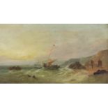 W. H. W. (19th Century English School) - Oil painting - Fishing boats off the coast, monogrammed,