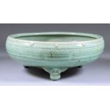A Chinese Celadon Tripod Censer, Late Ming, with trigram design to the body, of Longquan type, 11.