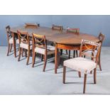 A Mahogany D-End Extending Dining Table and a Set of Eight Mahogany Dining Chairs, the table in
