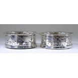A Pair of Victorian Silver Circular Coasters, by Samuel Roberts & Co, Sheffield 1844, with reeded,